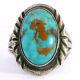 Vintage Reeves Southwestern Navajo Sterling Silver Turquoise Ring, Size 8