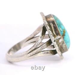 Vintage Reeves Southwestern Navajo Sterling Silver Turquoise Ring, Size 8