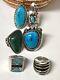 Vintage Retro NAVAJO Southwest Style Sterling TURQUOISE RINGS Wholesale LOT 6