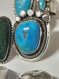 Vintage Retro NAVAJO Southwest Style Sterling TURQUOISE RINGS Wholesale LOT 6