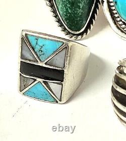 Vintage Retro NAVAJO Southwest Style Sterling TURQUOISE RINGS Wholesale LOT 6