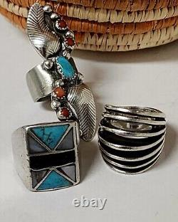 Vintage Retro NAVAJO Southwest Style Sterling TURQUOISE RINGS Wholesale LOT 6