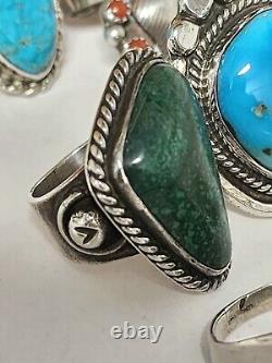 Vintage Retro NAVAJO Southwest Style Sterling TURQUOISE RINGS Wholesale LOT 6