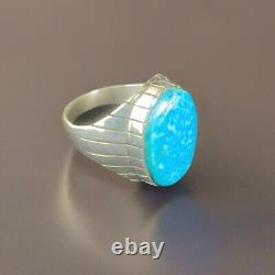 Vintage Richard Hoskie Navajo Kingman Water Web Turquoise Sterling Silver Ring