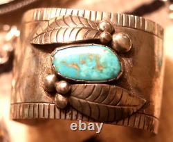 Vintage SOUTHWESTERN TURQUOISE + STERLING SILVER cuff bracelet 81g Navajo Zuni