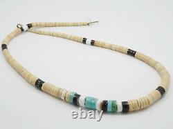 Vintage Santo Domingo Heishi Graduated Turquoise, Shell Necklace 20