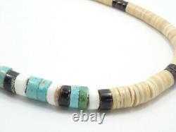 Vintage Santo Domingo Heishi Graduated Turquoise, Shell Necklace 20