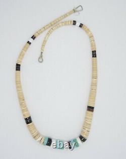 Vintage Santo Domingo Heishi Graduated Turquoise, Shell Necklace 20