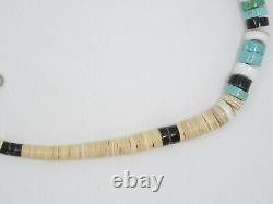 Vintage Santo Domingo Heishi Graduated Turquoise, Shell Necklace 20