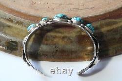 Vintage Signed DNM Navajo Native American Sterling Turquoise Cuff Bracelet