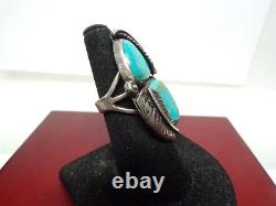 Vintage Signed Jennie & Felix Navajo Sterling&turquoise Ring # S 7.5 # S 2225