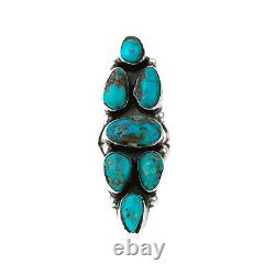 Vintage Signed Navajo Bisbee Turquoise Cluster Ring Sz 5.25