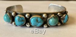 Vintage Signed Navajo Sterling Silver Darling Darlene Turquoise Cuff Bracelet