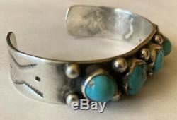 Vintage Signed Navajo Sterling Silver Darling Darlene Turquoise Cuff Bracelet