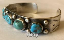 Vintage Signed Navajo Sterling Silver Darling Darlene Turquoise Cuff Bracelet