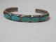 Vintage + Solid Navajo Indian Sterling Silver Turquoise Channel Inlay Bracelet