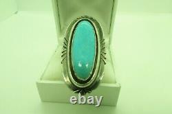 Vintage Southwest N A Turquoise Ring Long Size 9 Sterling