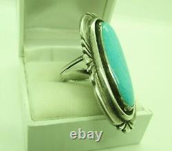 Vintage Southwest N A Turquoise Ring Long Size 9 Sterling