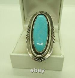 Vintage Southwest N A Turquoise Ring Long Size 9 Sterling