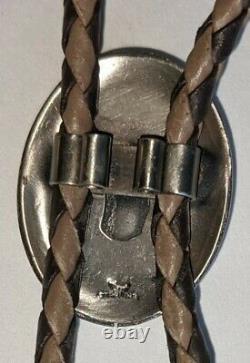 Vintage Southwest Navajo Bolo Tie 925 SOLID Silver Turquoise Signed Arrow Symbol