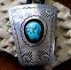 Vintage Southwestern TURQUOISE STONE + STERLING silver bolo SHADOWBOX Navajo