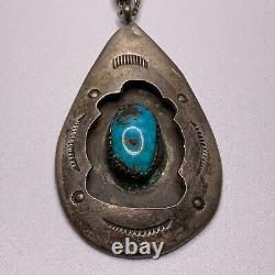 Vintage Sterling. 925 Navajo Turquoise Beaded Native American Necklace 28