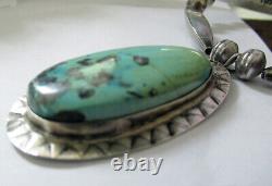 Vintage Sterling Bench Bead Navajo Necklace 2 1/4 Inches. 20 1/2 Inches Neckl