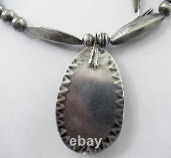 Vintage Sterling Bench Bead Navajo Necklace 2 1/4 Inches. 20 1/2 Inches Neckl