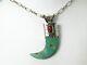 Vintage Sterling Navajo Turquoise & Coral Claw Pend. & Necklace 25g i7311