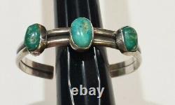 Vintage Sterling Silver 925 Navajo Green Turquoise Cuff Bracelet