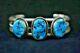 Vintage Sterling Silver Cuff Bracelet Bisbee Turquoise Navajo Style Southwestern
