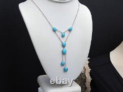 Vintage Sterling Silver Dennis Kalisteo Navajo Turquoise Dangle Necklace Jewelry