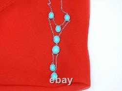 Vintage Sterling Silver Dennis Kalisteo Navajo Turquoise Dangle Necklace Jewelry