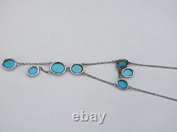 Vintage Sterling Silver Dennis Kalisteo Navajo Turquoise Dangle Necklace Jewelry