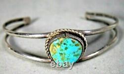 Vintage Sterling Silver Native American Navajo Turquoise Stone Cuff Bracelet