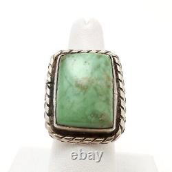 Vintage Sterling Silver Navajo Old Dead Pawn Turquoise Etched Statement Ring sz8