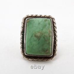 Vintage Sterling Silver Navajo Old Dead Pawn Turquoise Etched Statement Ring sz8