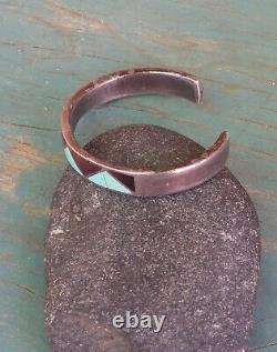 Vintage Sterling Silver Navajo Turquoise Etc. Inlay Cuff Bracelet