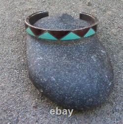 Vintage Sterling Silver Navajo Turquoise Etc. Inlay Cuff Bracelet