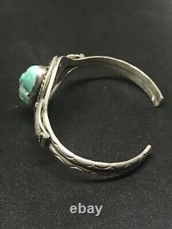 Vintage Sterling Silver Navajo Turquoise Old Pawn Cuff Bracelet