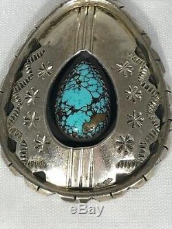 Vintage Sterling Silver Navajo Turquoise Pendant Old Pawn