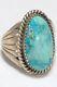 Vintage Sterling Silver Navajo Turquoise Ring Sz 10.75 Signed RB Running Bear