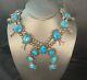 Vintage Sterling Silver Navajo Turquoise Squash Blossom Necklace Wallace Yazzie
