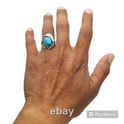Vintage Sterling Silver Royston Turquoise Navajo Veronica BENALLY Ring Sz9