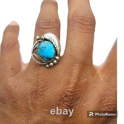 Vintage Sterling Silver Royston Turquoise Navajo Veronica BENALLY Ring Sz9