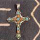 Vintage Sterling Silver Turquoise Cross Melissa Yazzie Navajo Large