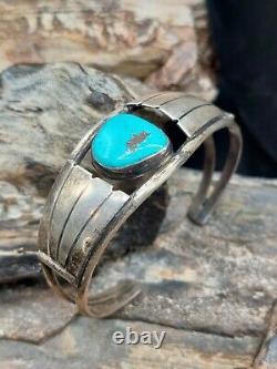 Vintage Sterling Silver Turquoise Cuff Bracelet Navajo Native Southwestern