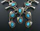 Vintage Sterling Silver Turquoise Naja Squash Blossom Necklace 260g 28 NS1721