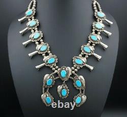 Vintage Sterling Silver Turquoise Naja Squash Blossom Necklace 260g 28 NS1721