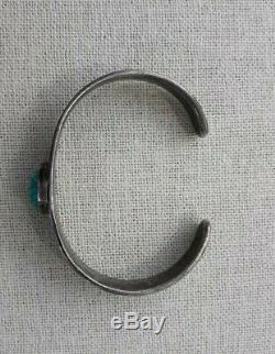 Vintage Sterling Silver Turquoise Navajo Cuff Bracelet Good Luck Southwest